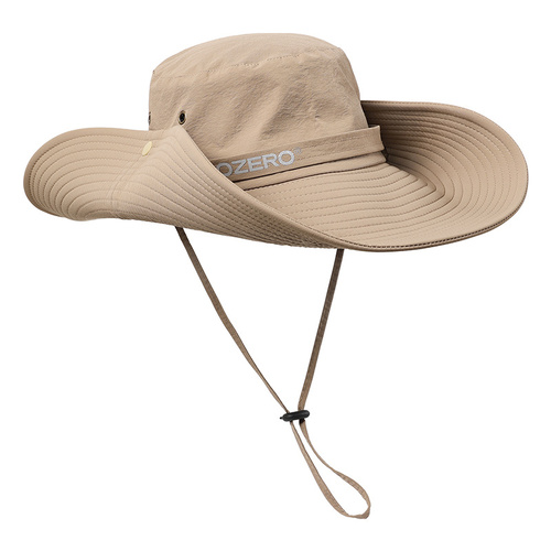 Khaki Outdoor UV Protection Wide-Brim Boonie Hat with Mesh Ventilation - Main Image