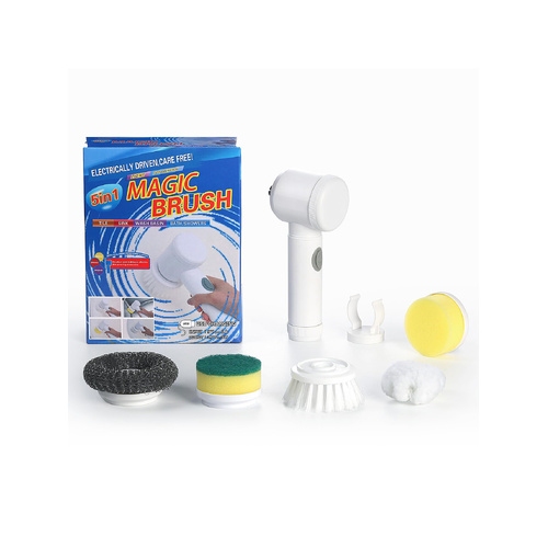 White Electric Cleaning Brush with Multiple Attachments - Rechargeable and Versatile for Home and Kitchen Use - Main Image