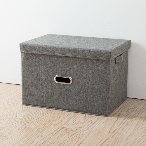 Grey Storage Fabric Bin with Lid - Compact and Stylish for Organizing Your Home - Main Image