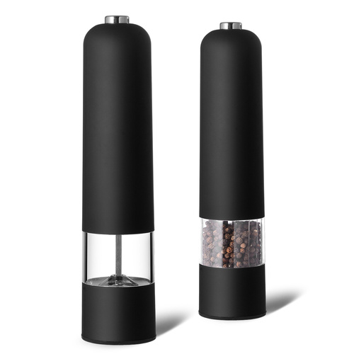 Black Elegant Red Electric Salt and Pepper Grinder - Modern and Compact for Effortless Seasoning - Main Image
