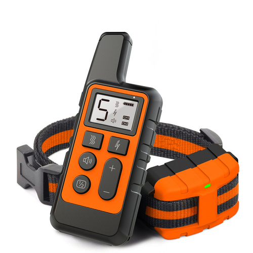Orange Remote Dog Training Collar with Adjustable Shock and Vibration - Rechargeable, Waterproof, 2 Channels for Small to Large Dogs - Main Image