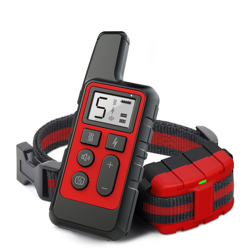 Red Remote Dog Training Collar with Adjustable Shock and Vibration - Rechargeable, Waterproof, 2 Channels for Small to Large Dogs - Main Image