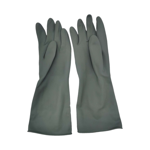 Grey Set of 3 Pairs of Durable Rubber Gloves - Waterproof, Comfortable, Ideal for Household and Cleaning Tasks - Main Image