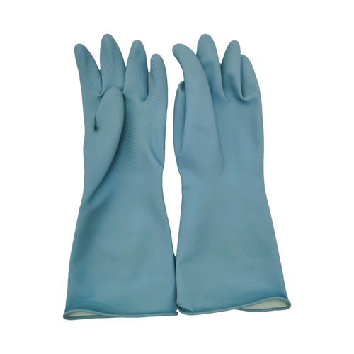 Blue Set of 3 Pairs of Durable Rubber Gloves - Waterproof, Comfortable, Ideal for Household and Cleaning Tasks - Main Image