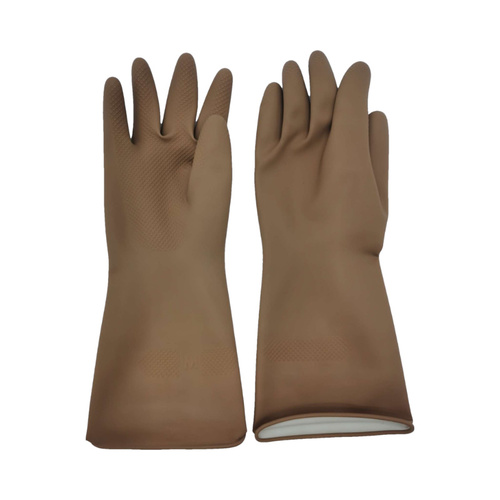 Brown Set of 3 Pairs of Durable Rubber Gloves - Waterproof, Comfortable, Ideal for Household and Cleaning Tasks - Main Image