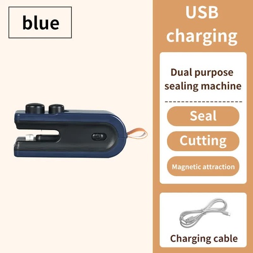 Blue Mini Sealing Machine - 2-Piece Set, Compact and Portable, Ideal for Food and Bag Sealing - Main Image