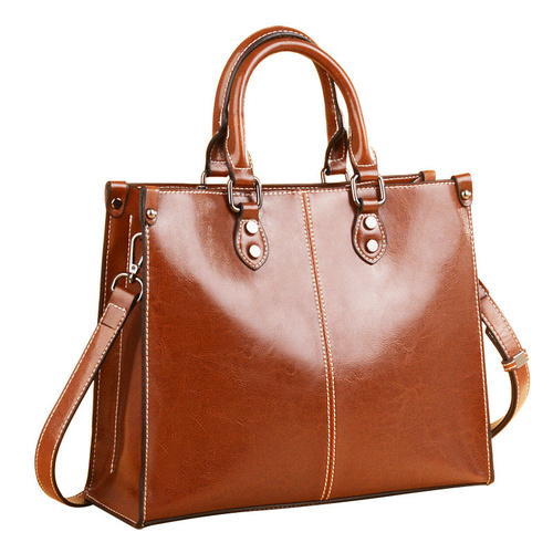 Brown Elegant Leather Handbag - Stylish Brown Tote with Adjustable Strap, Spacious and Durable - Main Image
