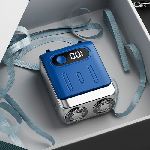 Blue Electric Shaver - Compact and Portable, USB Rechargeable with Digital Display, Ergonomic Design - Main Image