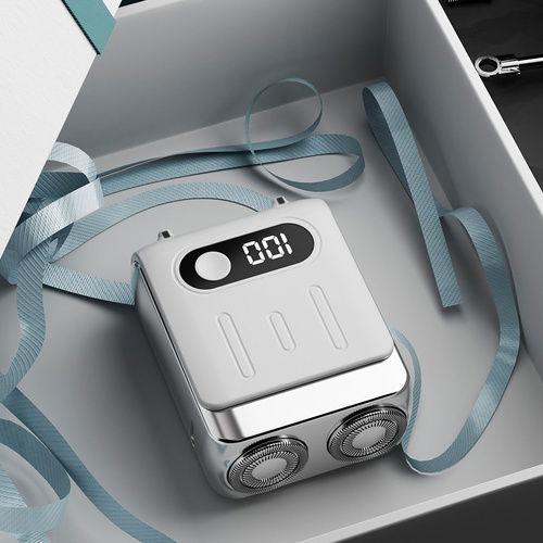 White Electric Shaver - Compact and Portable, USB Rechargeable with Digital Display, Ergonomic Design - Main Image