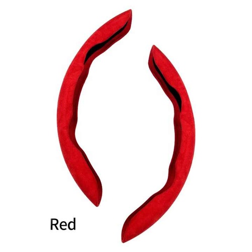 2 PCS Red Steering Wheel Cover - Soft and Comfortable, Fits 38cm Diameter Steering Wheels - Main Image