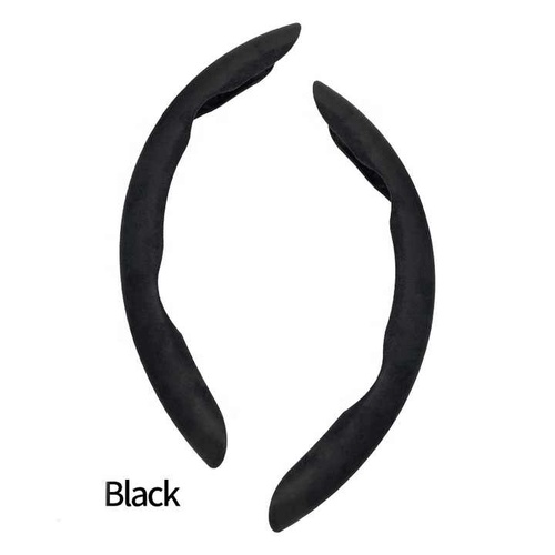 2 PCS Black Steering Wheel Cover - Soft and Comfortable, Fits 38cm Diameter Steering Wheels - Main Image