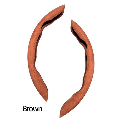 2 PCS Brown Steering Wheel Cover - Soft and Comfortable, Fits 38cm Diameter Steering Wheels - Main Image