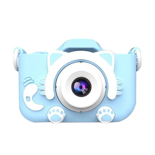 Blue Cat Cute Kids Digital Camera - Cat-Themed HD Camera with 32GB Memory Card - Main Image