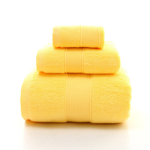 Yellow Luxury 100% Cotton Towel Set - 3-Piece Combed Cotton Bath Towel Set - Main Image