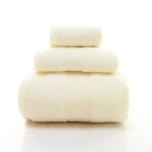 Beige Luxury 100% Cotton Towel Set - 3-Piece Combed Cotton Bath Towel Set - Main Image