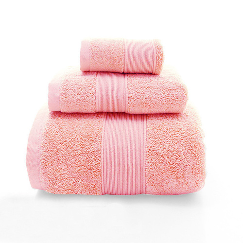 Pink Luxury 100% Cotton Towel Set - 3-Piece Combed Cotton Bath Towel Set - Main Image