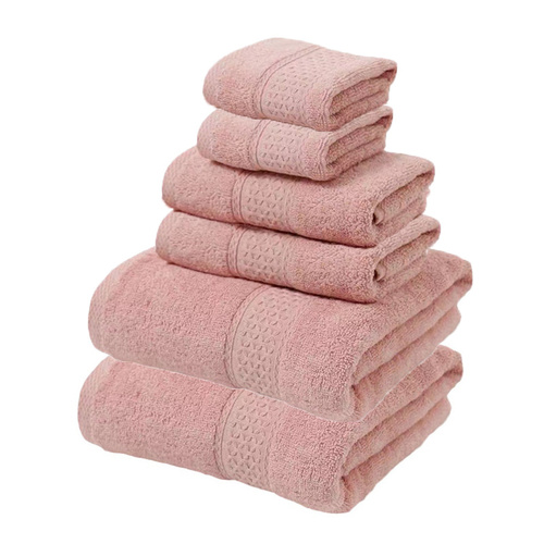 Pink Luxury 6-Piece 100% Cotton Towel Set - 2 Bath Towels, 2 Hand Towels, 2 Face Towels - Main Image