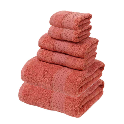 Red Luxury 6-Piece 100% Cotton Towel Set - 2 Bath Towels, 2 Hand Towels, 2 Face Towels - Main Image