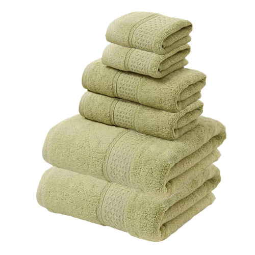 Green Luxury 6-Piece 100% Cotton Towel Set - 2 Bath Towels, 2 Hand Towels, 2 Face Towels - Main Image