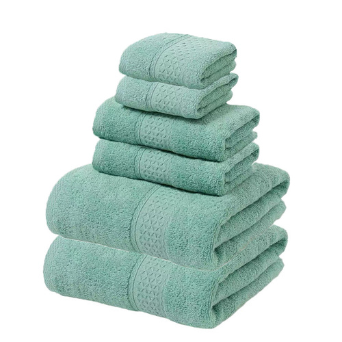 Green Blue Luxury 6-Piece 100% Cotton Towel Set - 2 Bath Towels, 2 Hand Towels, 2 Face Towels - Main Image