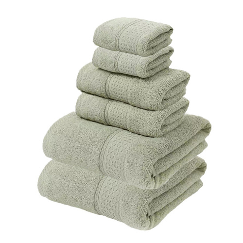 Grey Green Luxury 6-Piece 100% Cotton Towel Set - 2 Bath Towels, 2 Hand Towels, 2 Face Towels - Main Image