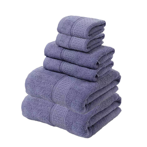 Purple Luxury 6-Piece 100% Cotton Towel Set - 2 Bath Towels, 2 Hand Towels, 2 Face Towels - Main Image