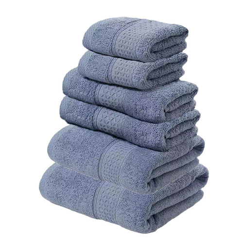 Grey Blue Luxury 6-Piece 100% Cotton Towel Set - 2 Bath Towels, 2 Hand Towels, 2 Face Towels - Main Image