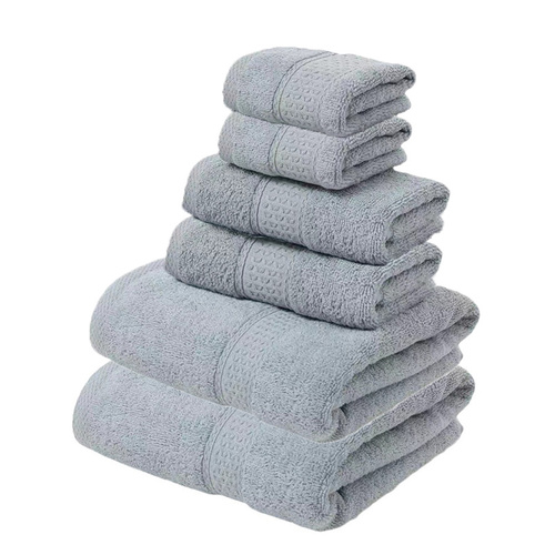 Grey Luxury 6-Piece 100% Cotton Towel Set - 2 Bath Towels, 2 Hand Towels, 2 Face Towels - Main Image