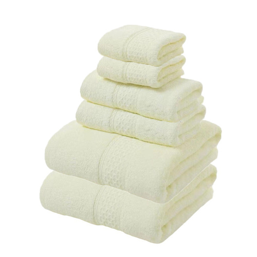 Beige Luxury 6-Piece 100% Cotton Towel Set - 2 Bath Towels, 2 Hand Towels, 2 Face Towels - Main Image