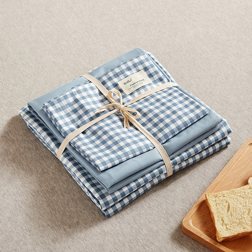 Blue 4-Piece Cotton Bedding Set - Fits 1.5m/1.8m Beds (Duvet Cover 200x230cm, Bed Sheet 230x250cm) - Main Image