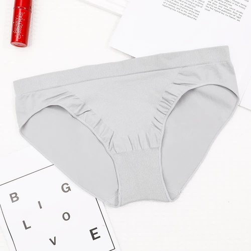 S Grey 3-Pack Seamless Stretch Bikini Panties - Soft & Breathable Women's Underwear - Main Image