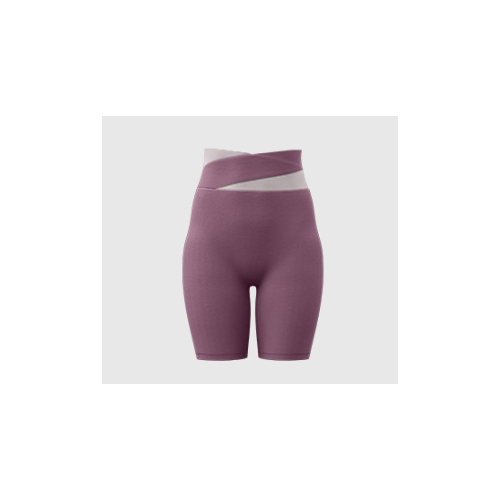 L Purple Color-Block High-Waist Yoga Shorts - Seamless Scrunch Butt Anti-Chafing Workout Shorts - Main Image