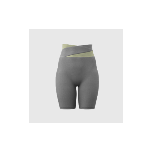 XXL Grey Color-Block High-Waist Yoga Shorts - Seamless Scrunch Butt Anti-Chafing Workout Shorts - Main Image