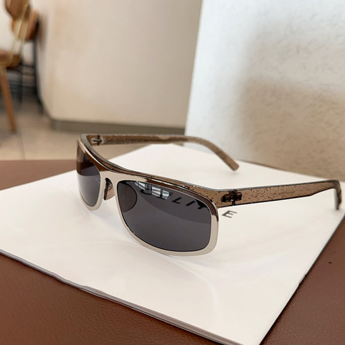 Grey lenses with brown rim Trendy Curved Sunglasses – Cat Eye Design UV Protection Stylish Glare-Blocking Shades - Main Image