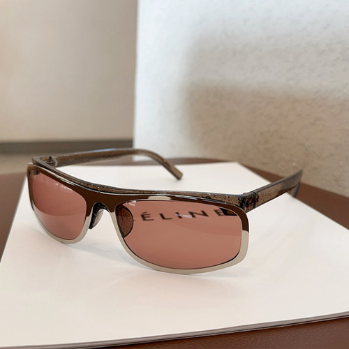 Pink Lenses With Brown Edges Trendy Curved Sunglasses - Cat Eye Design UV Protection Stylish Glare-Blocking Shades - Main Image