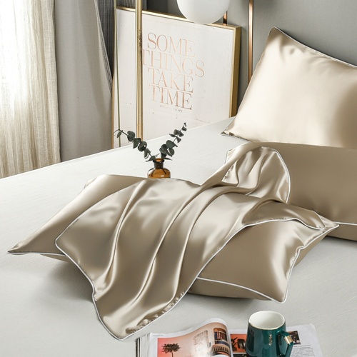 Champagne Gold Luxury Double-Sided Satin Silk Pillowcase – Summer Cooling Polyester Pillow Cover Set(Without Pillow Core) - Main Image