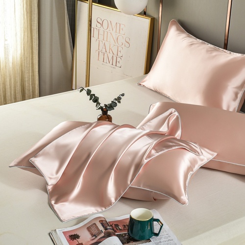 Pink Luxury Double-Sided Satin Silk Pillowcase - Summer Cooling Polyester Pillow Cover Set(Without Pillow Core) - Main Image
