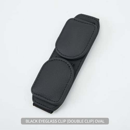 2 Pcs Black Magnetic Leather Car Sunglasses Clip – Dual-Use Multifunctional Card Holder, Premium Cowhide - Main Image