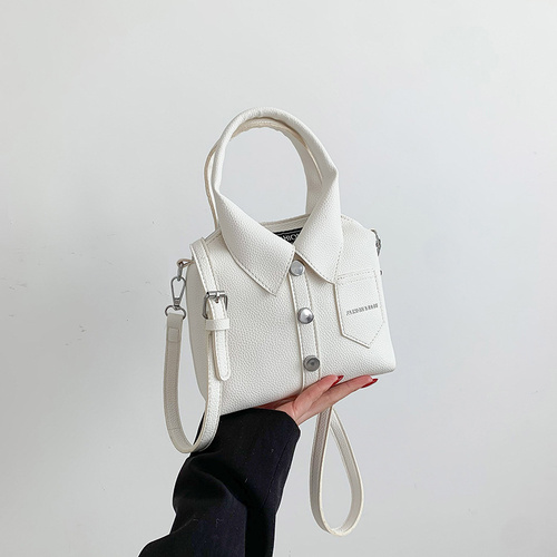 White Trendy Shirt-Inspired PU Shoulder Bag | Stylish Handbag with Unique Design - Main Image