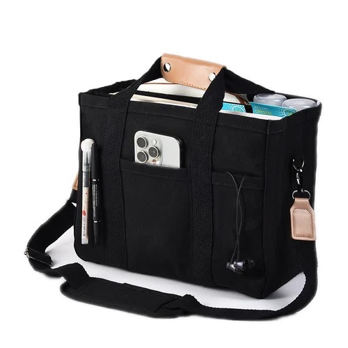 Black Large Capacity Multi-Compartment Tote Bag - Stylish and Versatile for Women, Ideal for Organizing Essentials or as a Mommy Bag(Photography props - Main Image