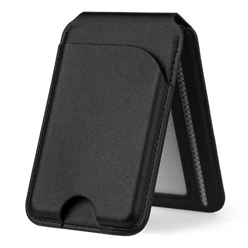 Black MagSafe Magnetic Wallet with Stand - PU Leather Card Holder for iPhone - Main Image