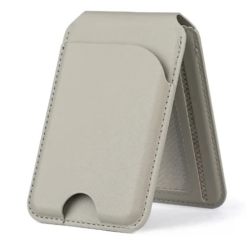 Light Grey MagSafe Magnetic Wallet with Stand - PU Leather Card Holder for iPhone - Main Image
