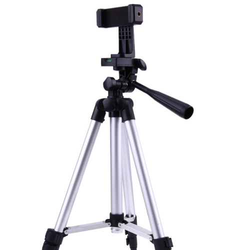 Black Aluminum Alloy Camera and Phone Tripod - Adjustable Lightweight Stand(Tripod + Small Live Broadcast Clip) - Main Image