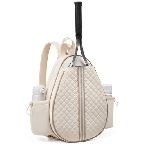 Off White Lightweight Waterproof Tennis Racket Backpack - Multifunction Sling and Backpack for Men and Women(The water cup racket is a shooting prop a - Main Image