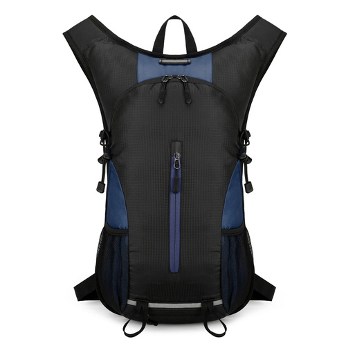 Black and Dark Blue Patchwork Style Lightweight Outdoor Cycling Backpack - Durable and Water-Resistant Oxford Fabric, Large Capacity Sports Hiking Bag - Main Image
