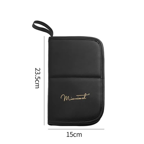 Black Portable Shell Makeup Brush Storage Bag - Multi-Functional PU Cosmetic Organizer with Button Closure, Convertible to Stand Design(Make-up brushe - Main Image