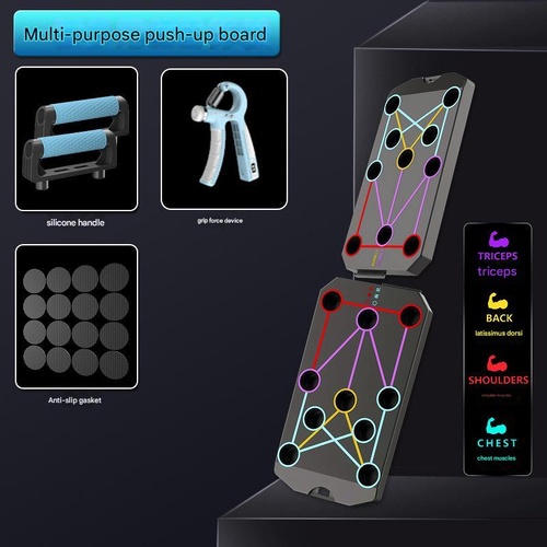 Black Multi-Function Push-Up Board 3-Piece Set with Upgraded Handles, Non-Slip Mat, and Hand Grip for Home Gym and Fitness Training - Main Image