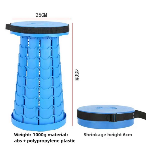 Blue Portable Outdoor Telescopic Folding Stool with 100 Weight-Bearing Buckles, Lightweight and Compact Design, Perfect for Fishing, Camping, and Trav - Main Image