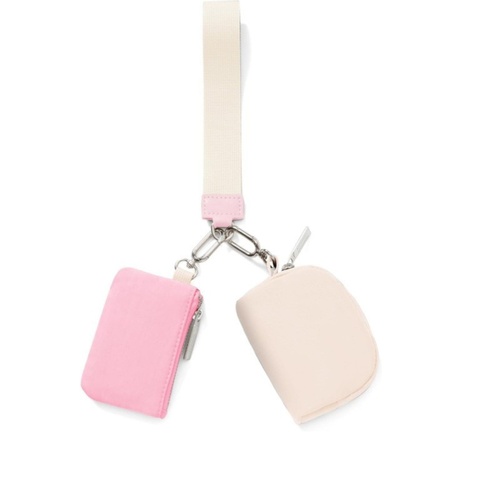 Pink And Off White Portable Ladies Wrist Bag - Mini Wallet for Cards, Coins, and Keys, Lightweight and Stylish Organizer, Perfect for Daily Use - Main Image