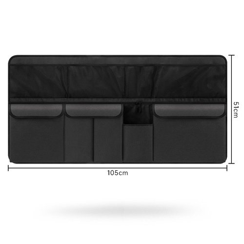 Black Car Trunk Storage Bag - Large Capacity Oxford Cloth Multi-Purpose Hanging Organizer with Mesh Pockets and Backseat Storage - Main Image